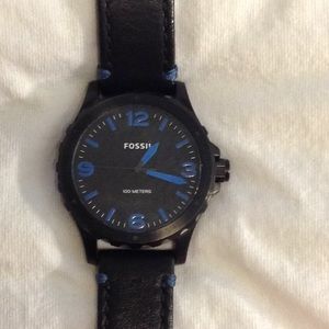 Men's Leather Fossil Dive Watch